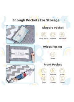 Excefore Baby Portable Diaper Changing Pad, Baby Changing Pad & Diaper Changer Travel Bag, Smart Design Baby Changing Mat, Waterproof Travel Diaper Changing Kit, Gifts for Baby Shower (Grey Wave)  - Image 2