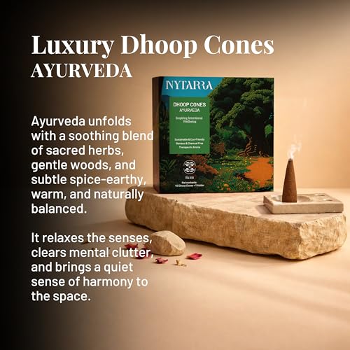 Nytarra Luxury Ayurveda Incense Cones | Dhoop Cones for Pooja | 40 Natural Incense Cones with Free Ceramic Burner | Traditional dhoop for Pooja, Cleansing, Meditation | Charcoal Free - Image 2
