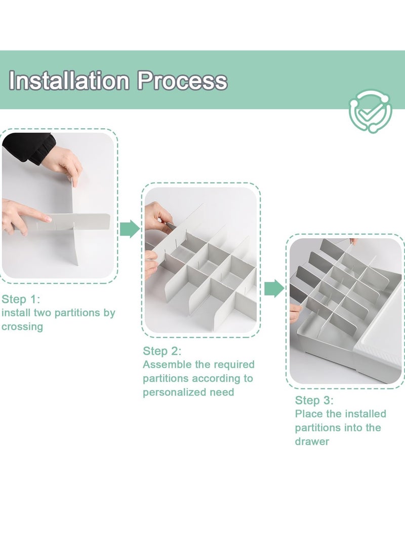Excefore Under Shelf Drawer Organizer Underwear Organizer Drawer 15 Cells Plastic Socks Drawer Stackable Closet Organizer Storage Box for Bras Panties Snacks Suitable for Office Home School Grey - Image 4