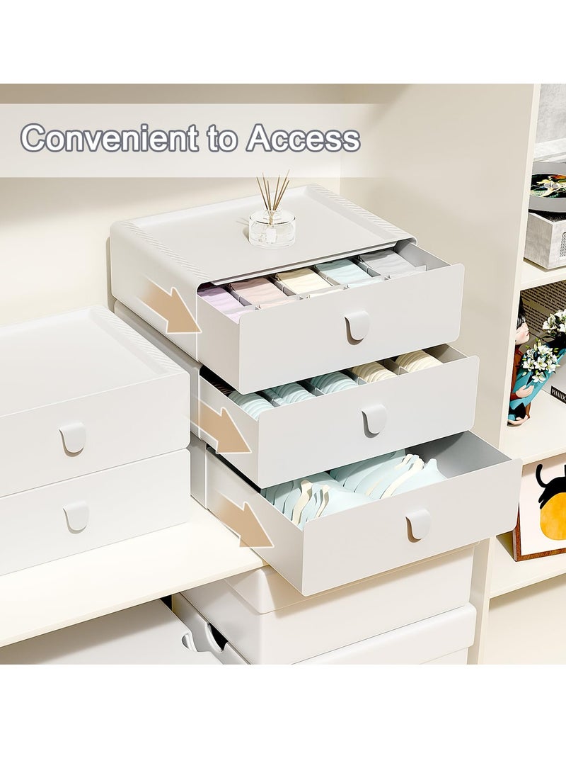 Excefore Under Shelf Drawer Organizer Underwear Organizer Drawer 15 Cells Plastic Socks Drawer Stackable Closet Organizer Storage Box for Bras Panties Snacks Suitable for Office Home School Grey - Image 2