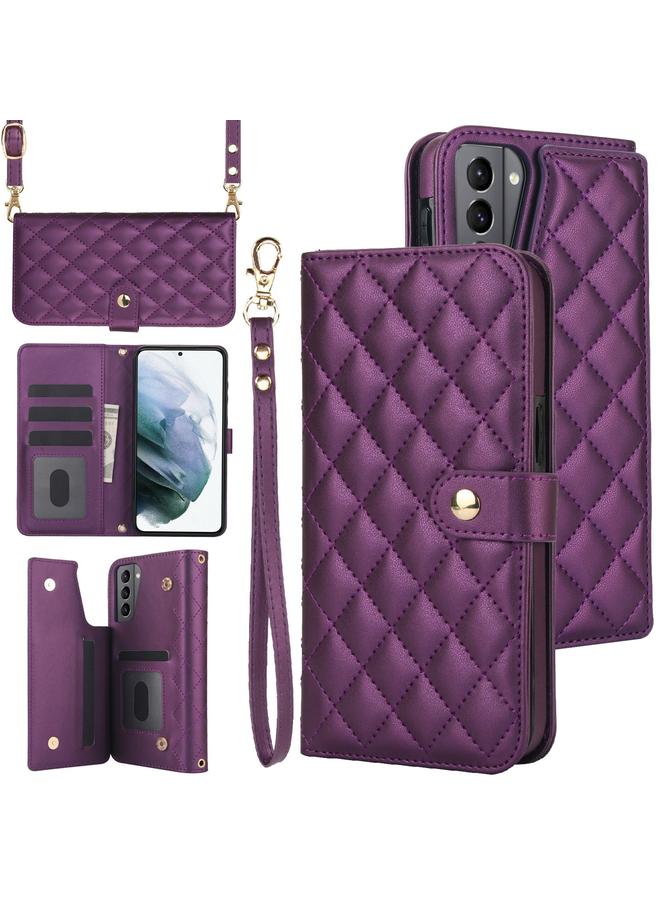 اس-توب جراب هاتف Samsung Galaxy S21+ 5G Crossbody متعدد الوظائف من الجلد المعيني - Image 1