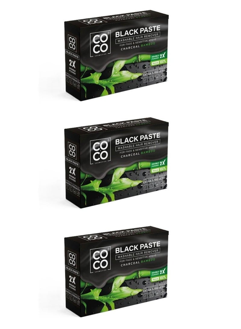 كوكو ثلاث قطع من عجينة بلاك بنكهة الفحم الأبيض والخيزران لإزالة شعر الجسم والوجه 100 جرام