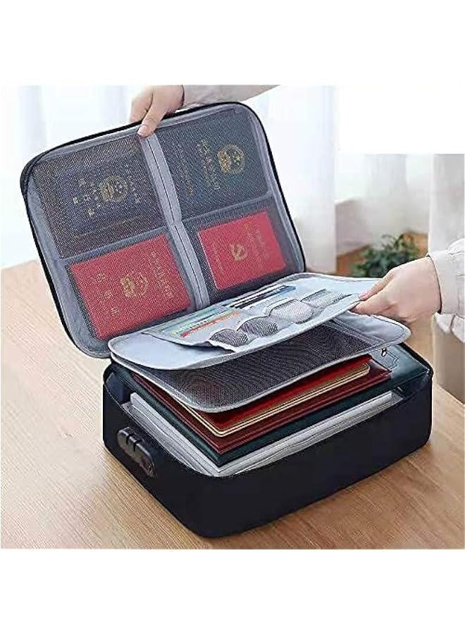 Oxford Document Organizer with Safe Code Lock,Storage Pouch Credential Bag Diploma Storage Important Document and File Pocket, Laptop, Notebooks,Bank Cards Valuables Travel Bag with Separators (Blac - Image 1