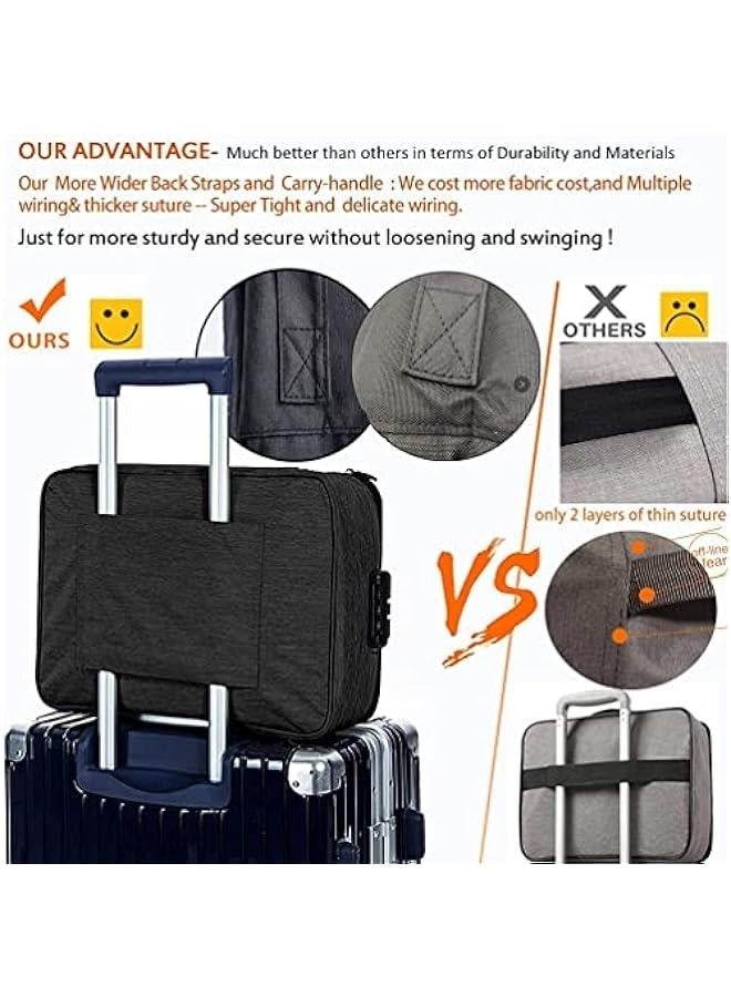 Oxford Document Organizer with Safe Code Lock,Storage Pouch Credential Bag Diploma Storage Important Document and File Pocket, Laptop, Notebooks,Bank Cards Valuables Travel Bag with Separators (Blac - Image 3