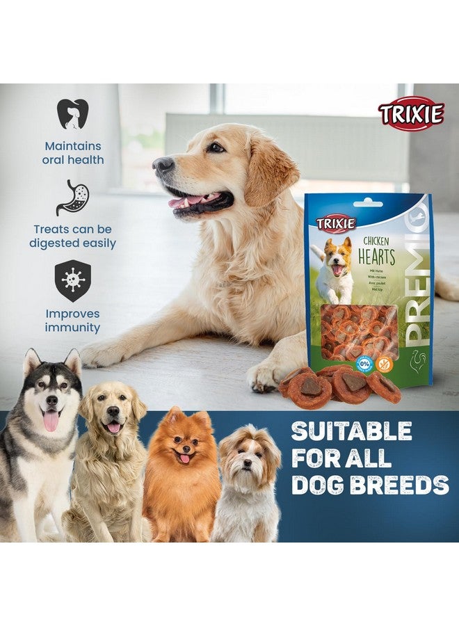 تريكسي مجموعة مكافآت الكلاب الفاخرة: قلوب الدجاج، 100 جرام وشرائح الدجاج بالجبن، 100 جرام - وجبات خفيفة غنية بالبروتين وصحية وتدريبية لجميع سلالات الكلاب - Image 4