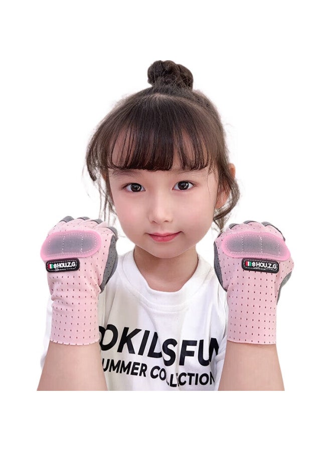 Ousen Children'S Cycling Gloves, Sports Bike Anti-Slip Wear-Resistant Single Bar Climbing Outdoor Roller Skating Half Finger Gloves For Boys And Girls - Image 1