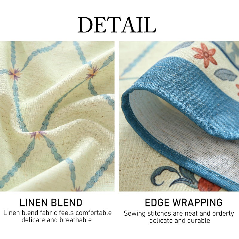 Isaenne Designer Linen Floral Small Round Tablecloth Light Green Farmhouse Durable Table Cloth Washable Decor Tablecloths For Dining Kitchen Thanksgiving Christmas Diameter 55""-Floralsea B - Image 4