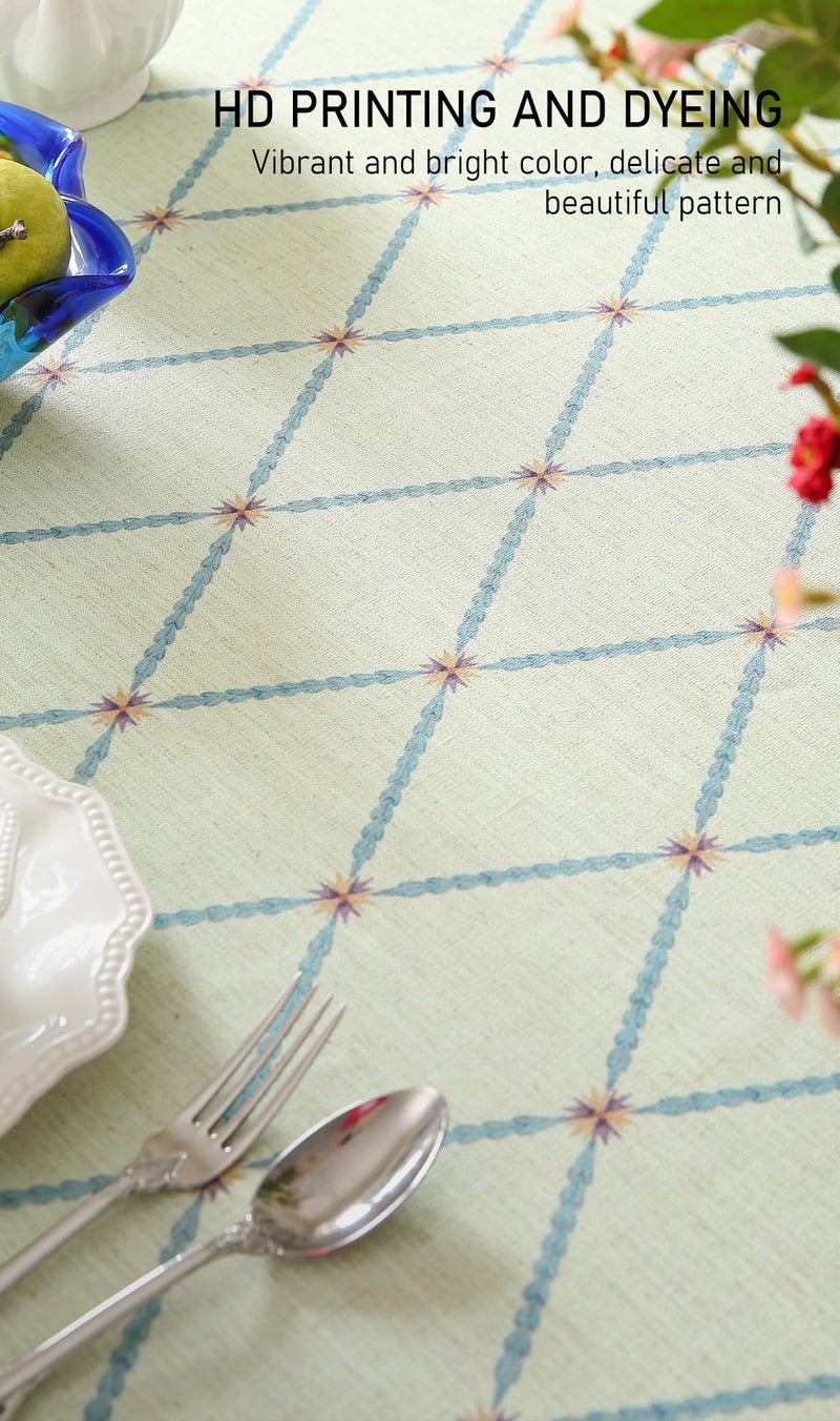 Isaenne Designer Linen Floral Small Round Tablecloth Light Green Farmhouse Durable Table Cloth Washable Decor Tablecloths For Dining Kitchen Thanksgiving Christmas Diameter 55""-Floralsea B - Image 5