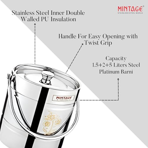 Mintage Laser Milk Barni 2 Litre | Platinum Laser Milk Can/Oil Can | Dolu Jar Ghee Dolchi | Heavy Body Milk Pot Container | Steel Milk Pot with Lid |Milk Storage Barni with Lid - Image 2