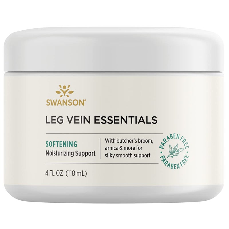Swanson Leg Vein Essentials Cream 4 fl Ounce 118 ml Supportive Cream for Healthy Leg Veins and Circulation