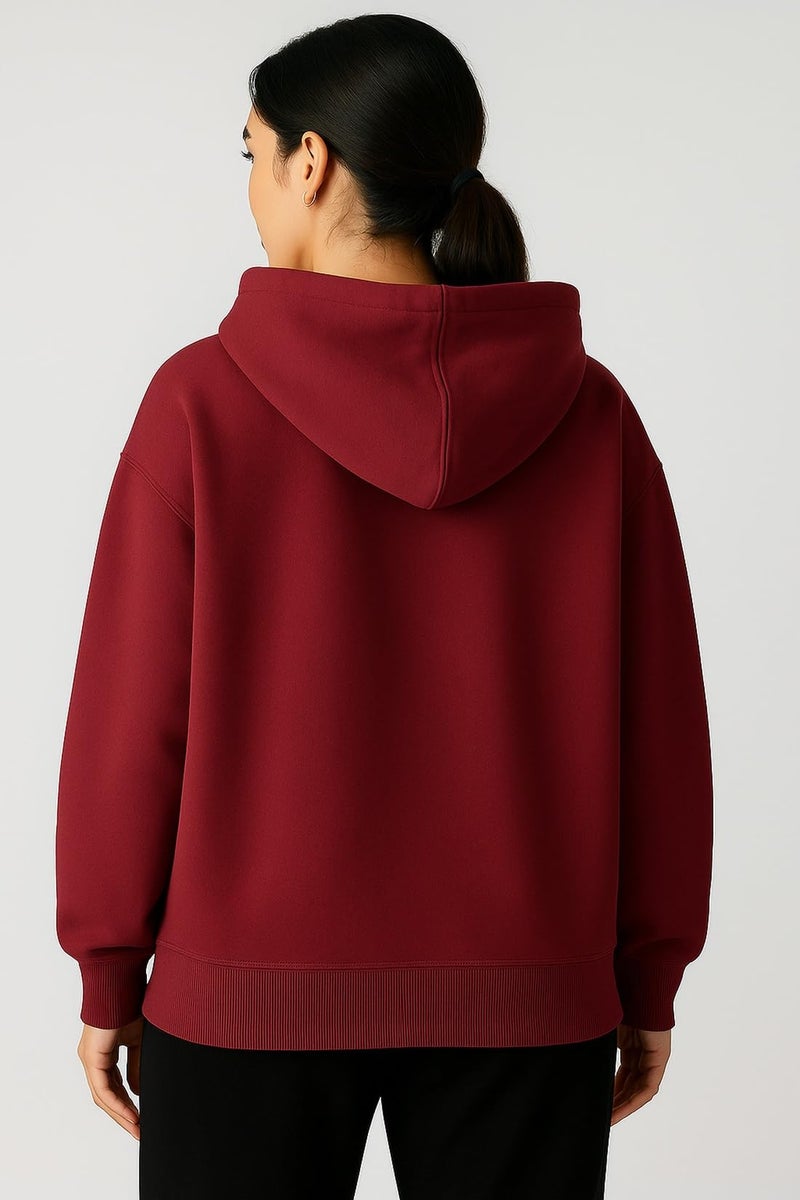 ADBUCKS Women's Oversized Winter Jacket Sweatshirts Casual Drawstring Clothes Zip Up Hoodie with Front Pocket Ii Womens Hoodies Ii (in, Alpha, 5XL, Maroon) - Image 3