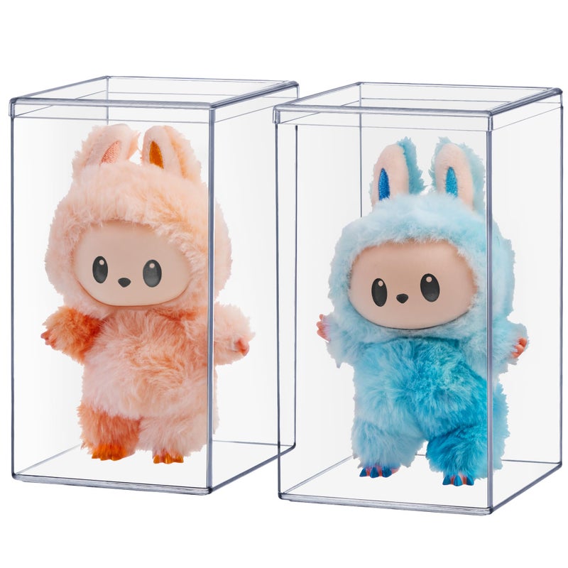 STORi Clear Plastic Stackable Display Case with Lid, Set of 2, Store Figurines, and Plush Collectibles, Box for Action Figures, Made in USA - Image 1