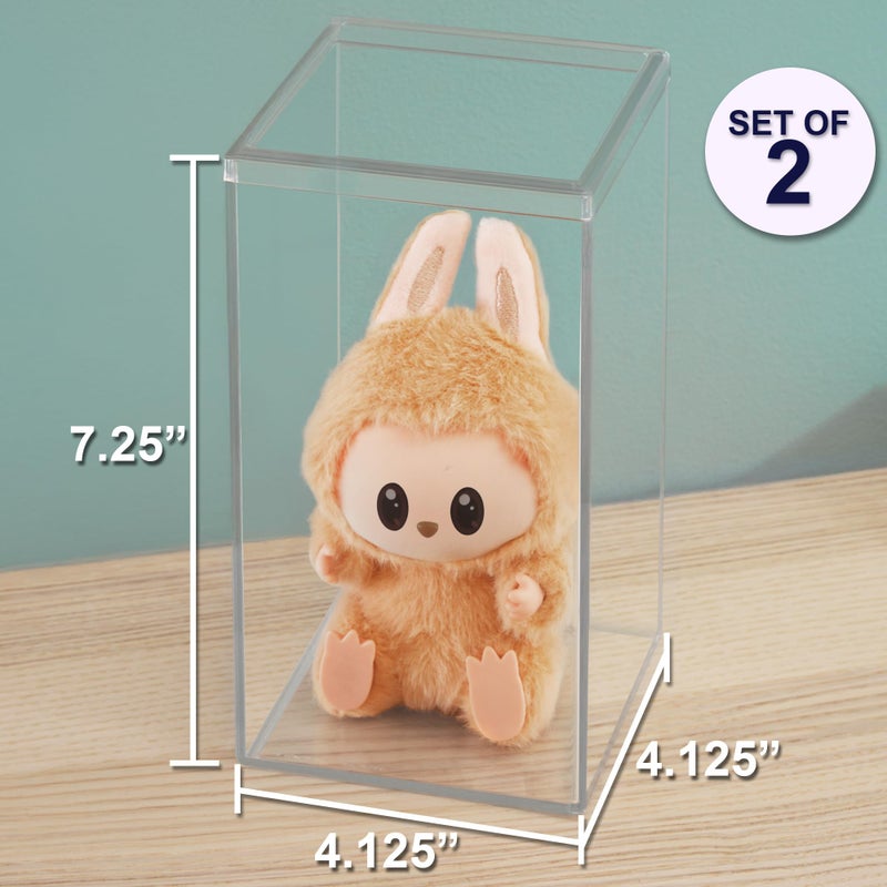 STORi Clear Plastic Stackable Display Case with Lid, Set of 2, Store Figurines, and Plush Collectibles, Box for Action Figures, Made in USA - Image 4