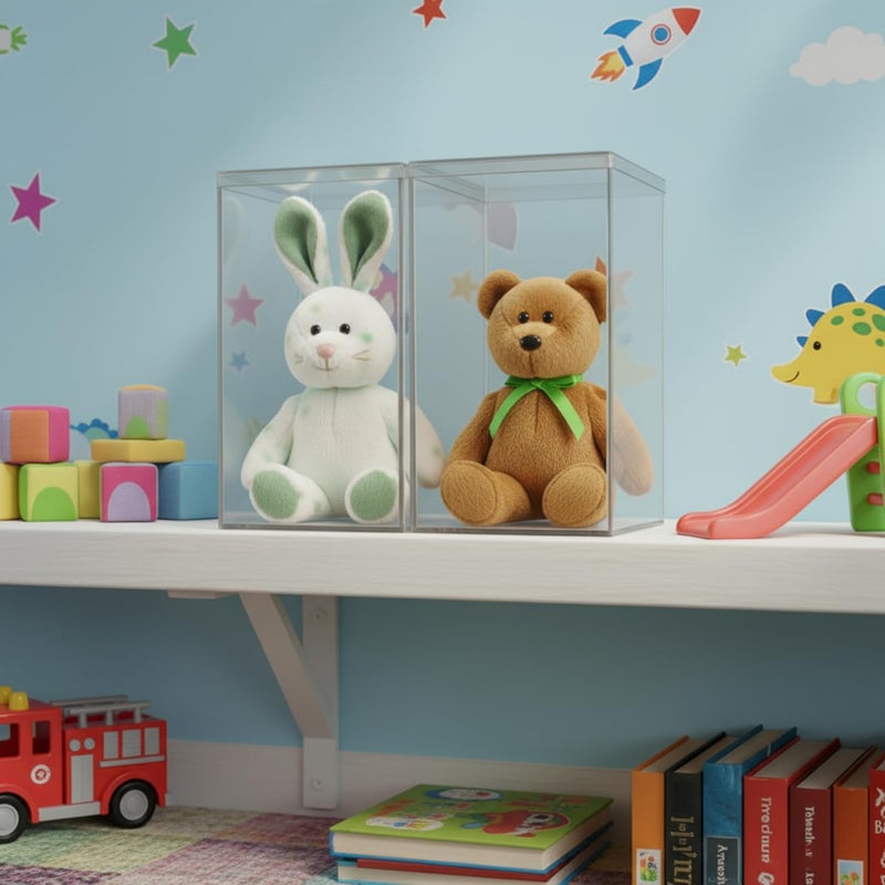 STORi Clear Plastic Stackable Display Case with Lid, Set of 2, Store Figurines, and Plush Collectibles, Box for Action Figures, Made in USA - Image 3
