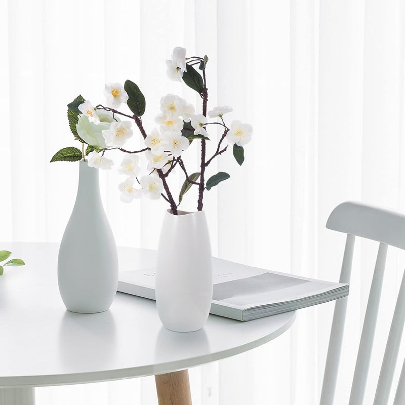 klarako 2pcs Artificial Peach Blossom Branches Faux Cherry Blossom Stems Simulation Peach Branches Faux Spring Peach Flowers Bouquets Fake Plants for Vase Bouquets White - Image 5