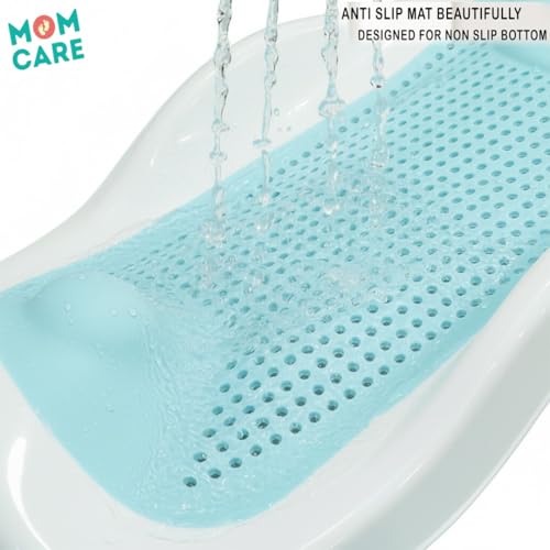 MOM CARE Foldable Baby Bath Support Seat for Newborn (0–6 Months) | Anti-Slip Silicone Baby Bather | Ergonomic Infant Bath Seat for Sink, Tub & Floor | Portable Newborn Bath Support Chair | Blue - Image 5