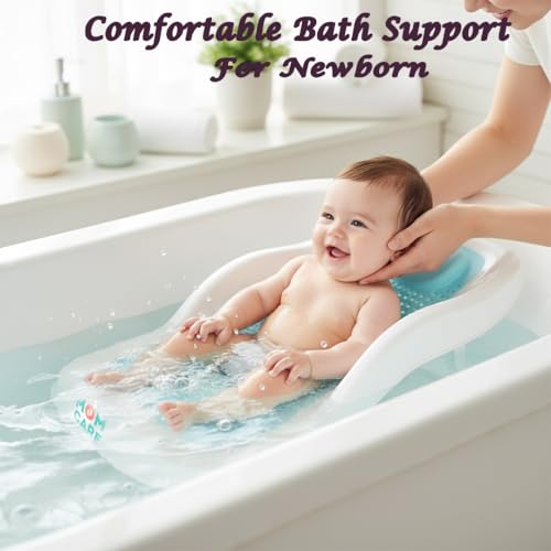 MOM CARE Foldable Baby Bath Support Seat for Newborn (0–6 Months) | Anti-Slip Silicone Baby Bather | Ergonomic Infant Bath Seat for Sink, Tub & Floor | Portable Newborn Bath Support Chair | Blue - Image 4