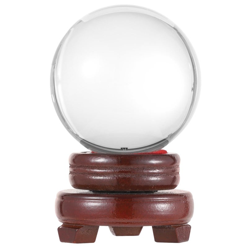 Decorative Crystal Glass Ball With Wooden Stand 3.1 Inch Sphere Photography Prop - Image 3