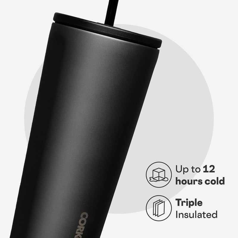 CORKCICLE Cold Cup Insulated Tumbler 24 oz | Reusable Water Bottle with Lid & Straw | Keeps Drinks Cold 12 Hours & Hot 5 Hours | Cupholder Friendly | Ceramic Slate - Image 2