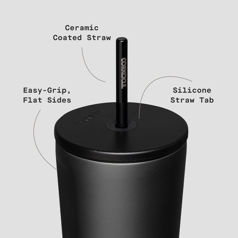 CORKCICLE Cold Cup Insulated Tumbler 24 oz | Reusable Water Bottle with Lid & Straw | Keeps Drinks Cold 12 Hours & Hot 5 Hours | Cupholder Friendly | Ceramic Slate - Image 3