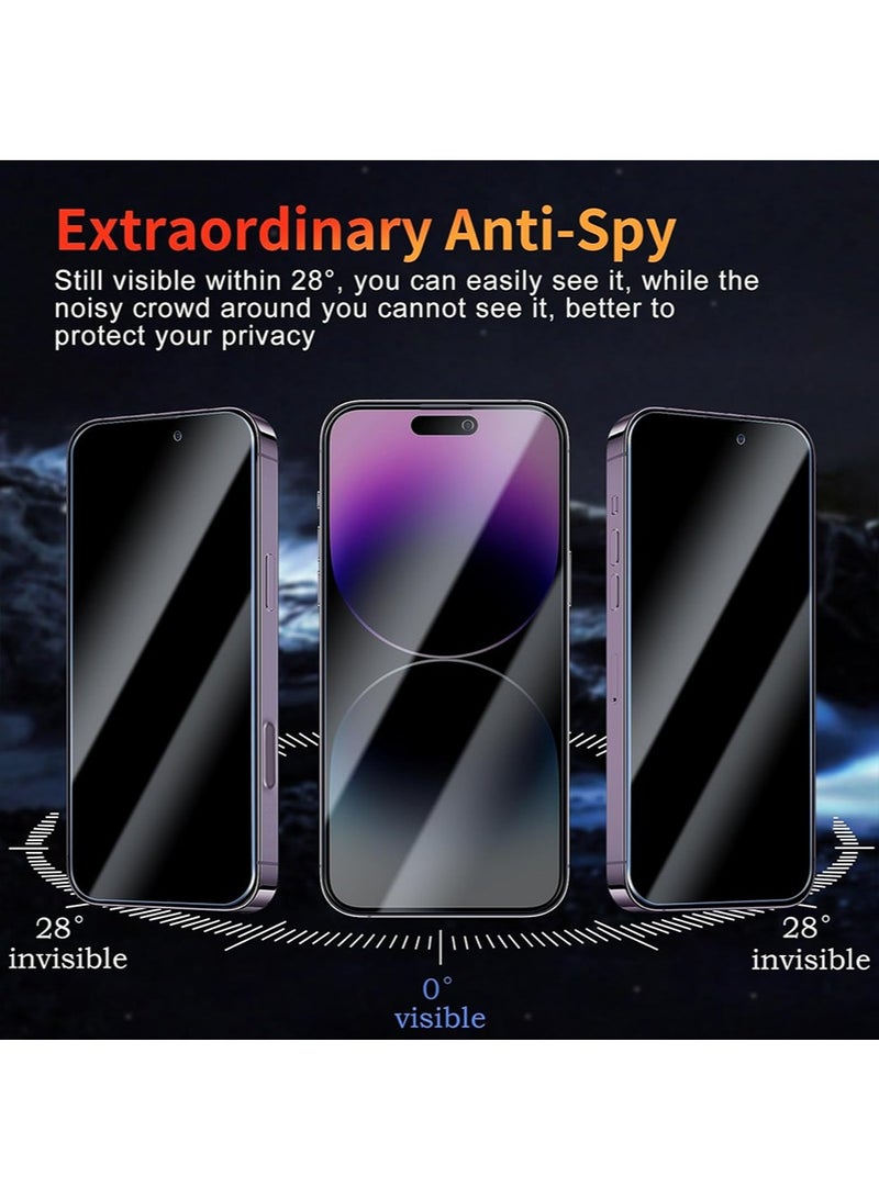 3 PCS iPhone 16 Pro Max Privacy Screen Protector，28°Privacy Protector Support Fingerprint Unlock ,9H Tempered Glass Film Easy Installation Anti-Scratch Film - Image 3