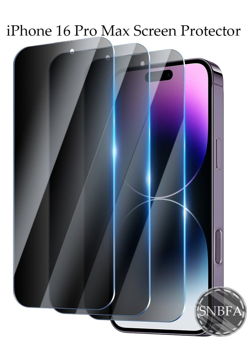 3 PCS iPhone 16 Pro Max Privacy Screen Protector，28°Privacy Protector Support Fingerprint Unlock ,9H Tempered Glass Film Easy Installation Anti-Scratch Film - Image 1