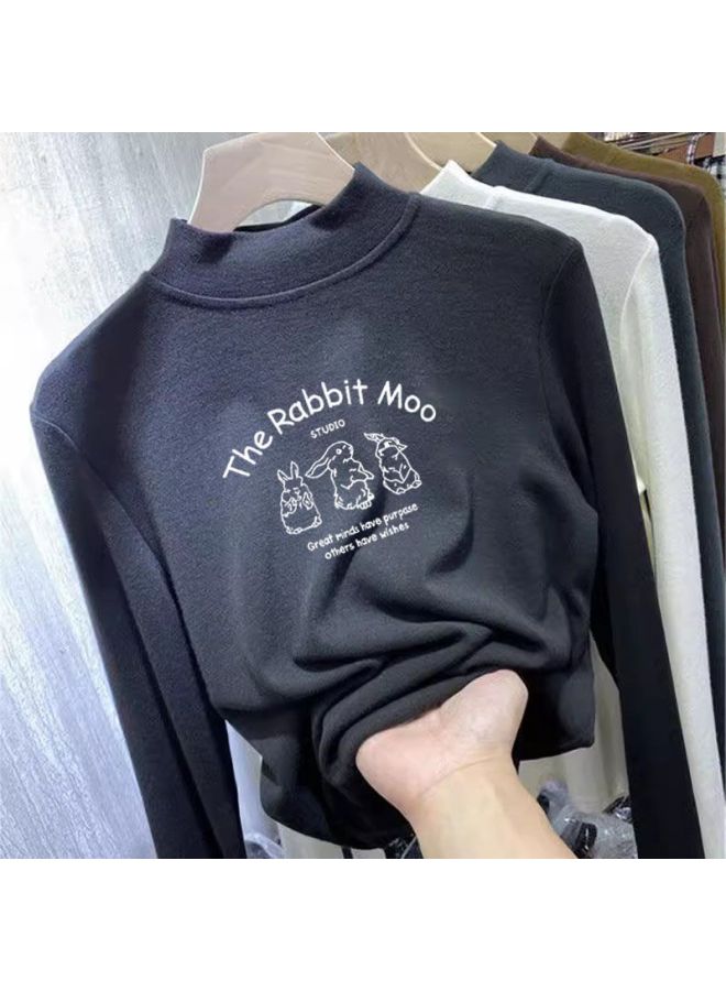 Children's Velvet Bottoming Shirt With Autumn And Winter Style New Warm Top, Medium And Large Kidsren's Long-sleeved T-shirt - Image 2