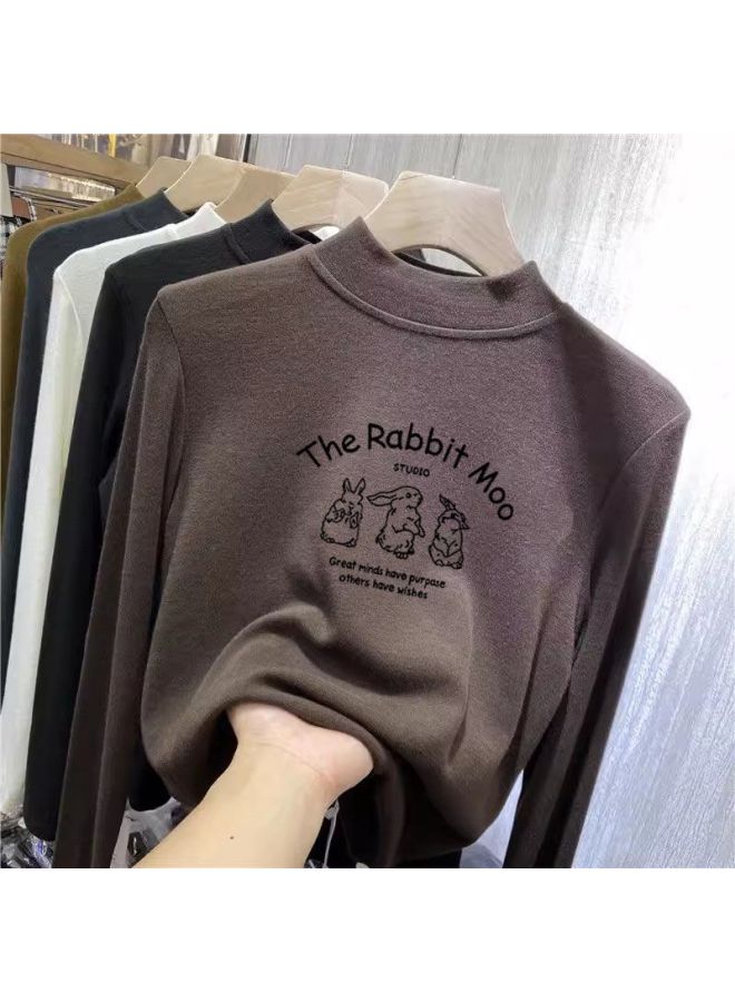 Children's Velvet Bottoming Shirt With Autumn And Winter Style New Warm Top, Medium And Large Kidsren's Long-sleeved T-shirt - Image 3
