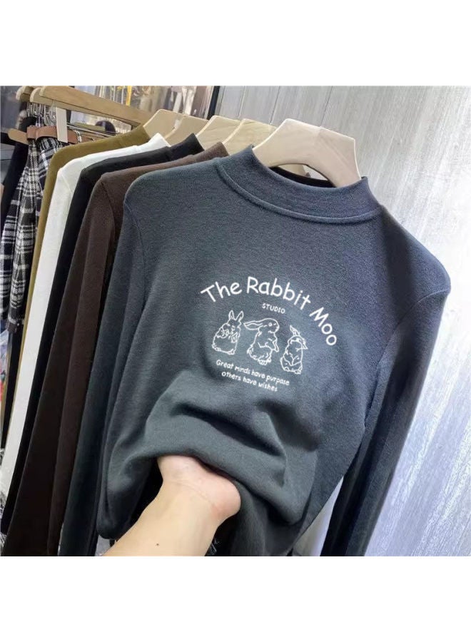 Children's Velvet Bottoming Shirt With Autumn And Winter Style New Warm Top, Medium And Large Kidsren's Long-sleeved T-shirt - Image 4