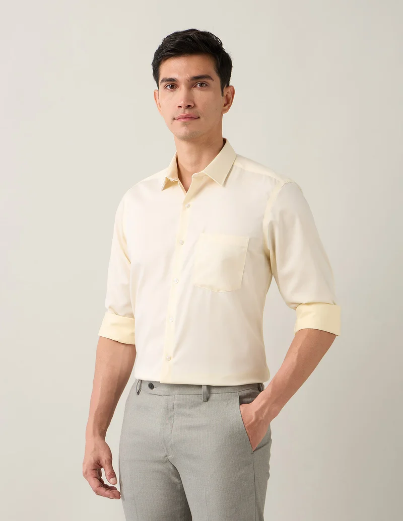 Arrow Light Yellow Liberty Classic Fit Autopress Shirt for Men | Best Price UAE