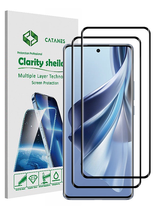 CATANES - 2 Pack For Oppo Reno10 Screen Protector Full Coverage Screen Protector Clear Anti-Bubble Shield Tempered Glass Screen Protector - Image 1