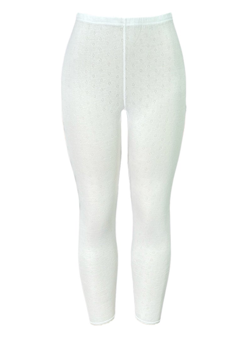 City Rose 3- Pieces Full Length Inner Leggings Perforated Cotton with Elasticized Waistband Women White - Image 2