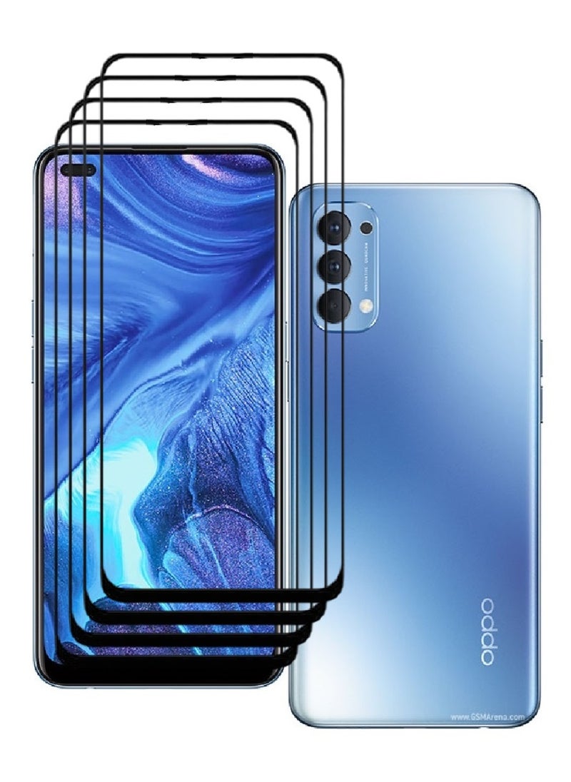 AINA 4 Pieces Tempered Glass Screen Protector 5D Designed For Oppo Reno4 Full Glue Edge to Edge Full Screen Coverage And Bubble Free - Image 1