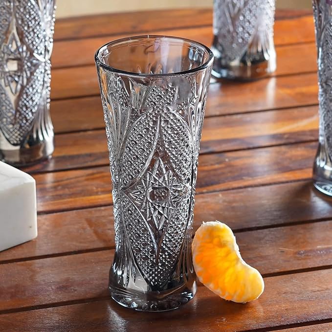 Mivana Premium Black Juice Glasses 200 ML Drinking Glasses, Highball Lead-Free Glasses, Tumblers for Water, Juice, Beer, Cocktail and Mixed Drinks - 6 Pieces, Transparent (Purple, JS79- Set of 6) - Image 2