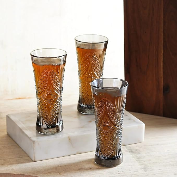 Mivana Premium Black Juice Glasses 200 ML Drinking Glasses, Highball Lead-Free Glasses, Tumblers for Water, Juice, Beer, Cocktail and Mixed Drinks - 6 Pieces, Transparent (Purple, JS79- Set of 6) - Image 4