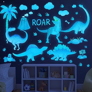 Sinekong Dinosaur Wall Decals Glow in The Dark Dinosaur Wall Stickers Watercolor Dinosaur Decal Large Removable Vinyl - Image 1
