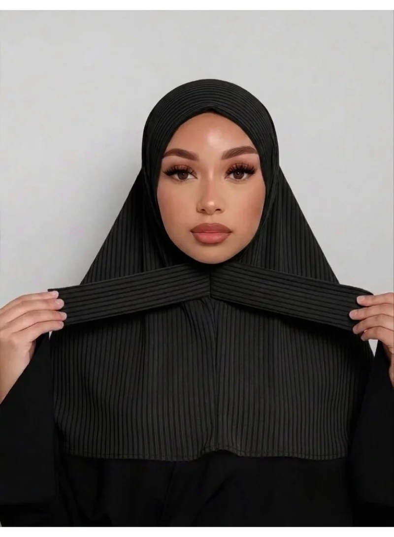 البنت الشرقية حجاب جاهز (إستانس) مضلع بتصميم زر للإغلاق، حجاب صلاة وتغطية يومية قطني مضلع.