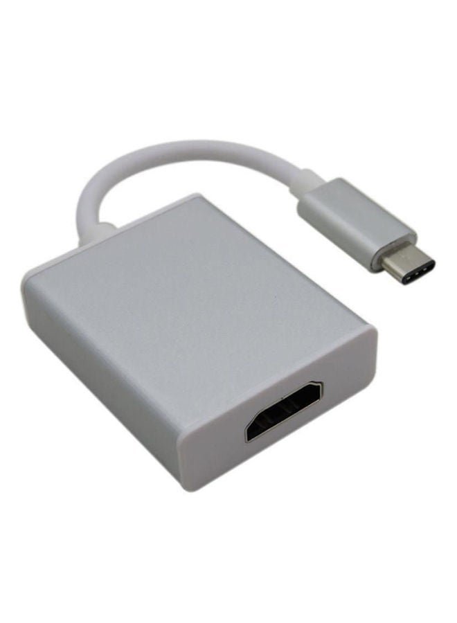 NIBEMINENT High Quality Portable Mini USB-C USB 3.1 Type C to HDMI 1080p HDTV Adapter Cable With Silver Aluminium Case 
