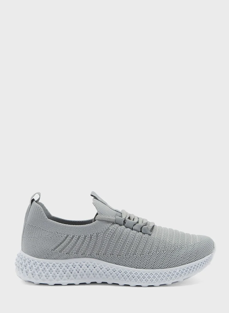 Ginger Striped Knit Lace Up Comfort Sneaker