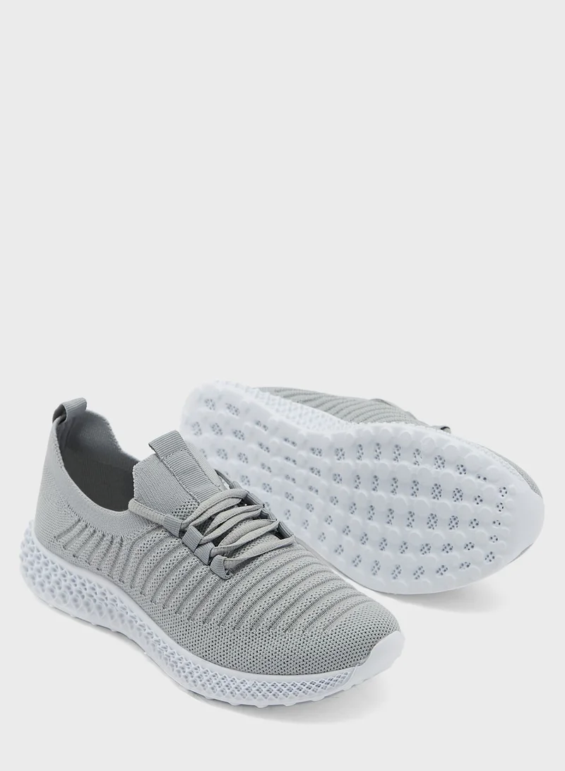 Ginger Striped Knit Lace Up Comfort Sneaker