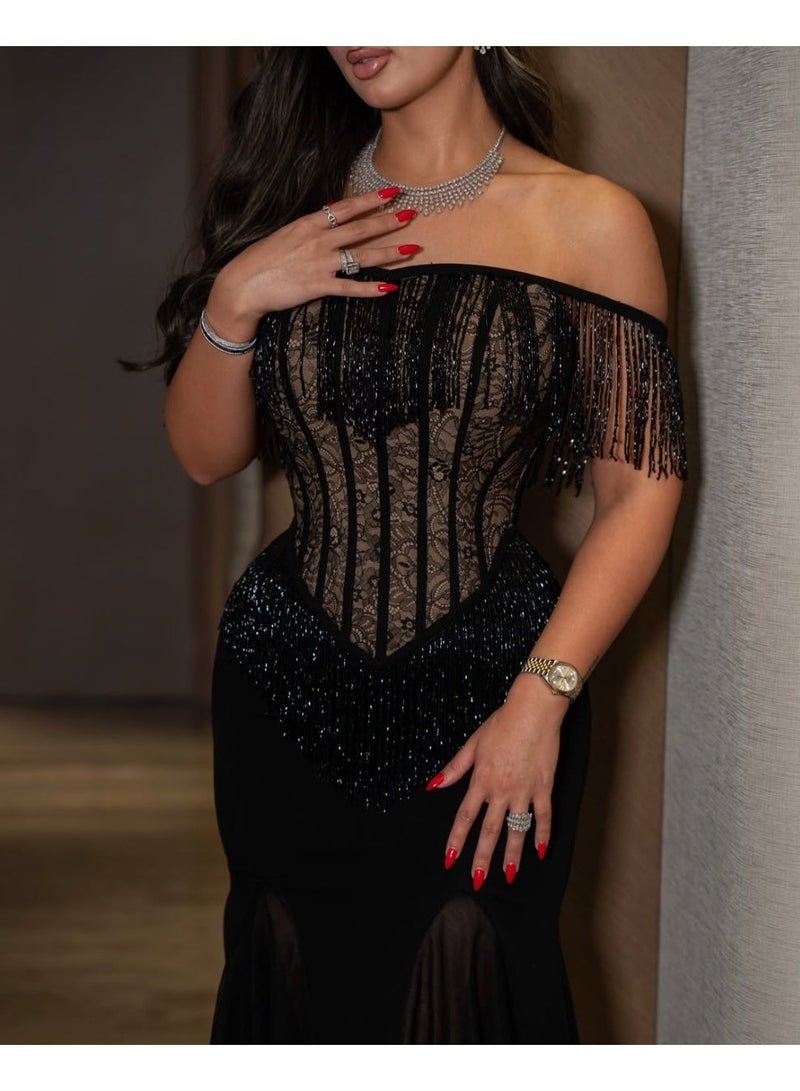 Cutie Evening Dress | A Collection of Sophistication and High Style | Original Barbie Fabric + French Lace | Luxurious Black - Image 1
