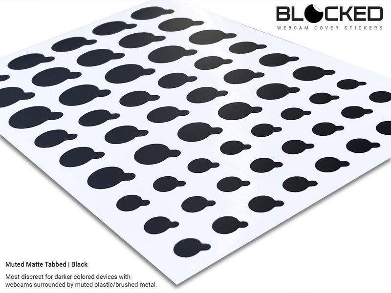 MyCamShield BLOCKED Webcam/Camera Vinyl Covers | Low-Tack Restickable Webcam Sticker | Multiple Sizes | Black 57-Pack Tabbed (Muted Matte) - Image 2