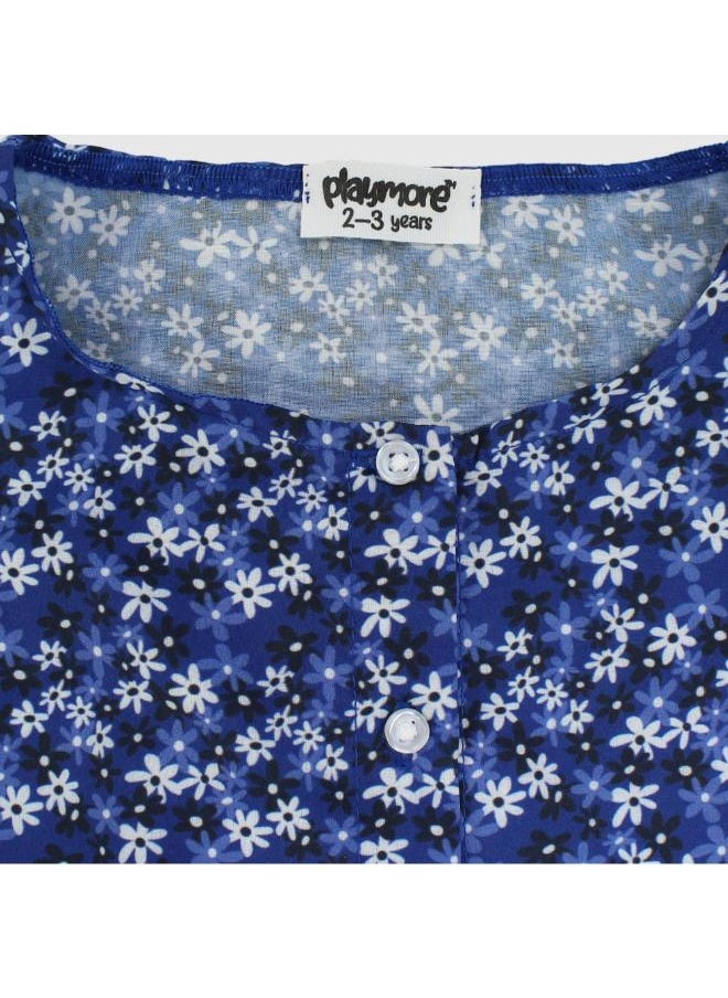 playmore Blue Floral Sleeveless Blouse  - Image 3