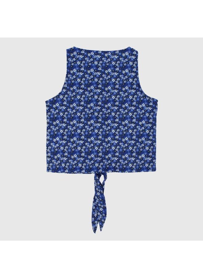 playmore Blue Floral Sleeveless Blouse  - Image 2
