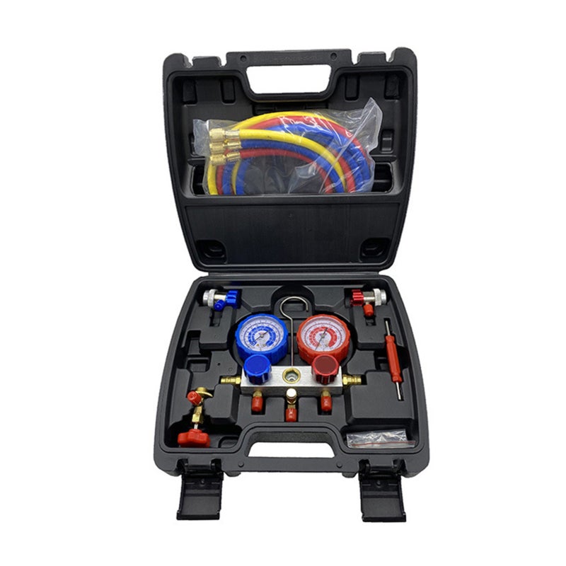 AC Diagnostic Manifold Gauge Set: Black Premium Copper Construction - Accurate Dual Pressure Display Diagnostic Manifold Gauge Set for HVAC Technicians Diy Enthusiasts Refrigerant Maintenance - Image 1