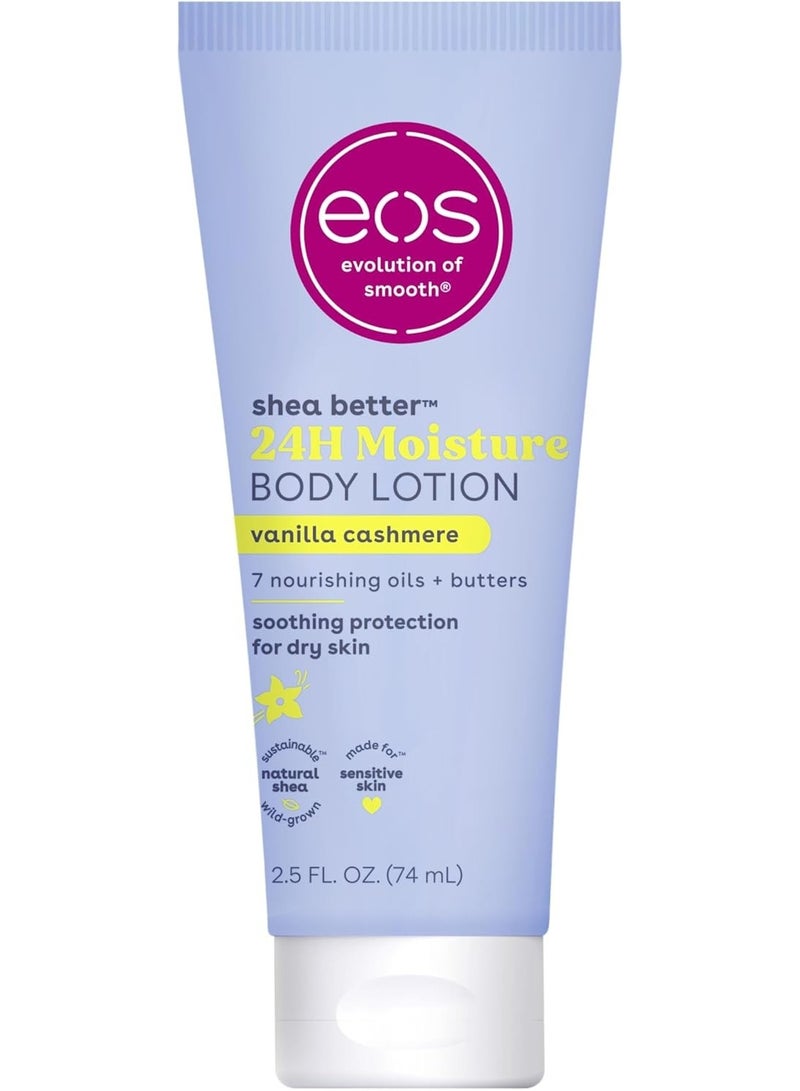 eos 24H Moisture Travel Body Lotion- Vanilla Cashmere, Travel Size Essential, Toiletries, Mini Body Lotion For Dry Skin, 2.5 fl oz - Image 1