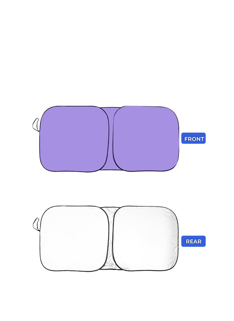 Agc - AGC Car Sun Shade UV Rays and Heat Protector Sun Visor Foldable Keep Your Vehicle Cool Blocks UV Rays, Car Windshield Sunshade-violet - Image 1