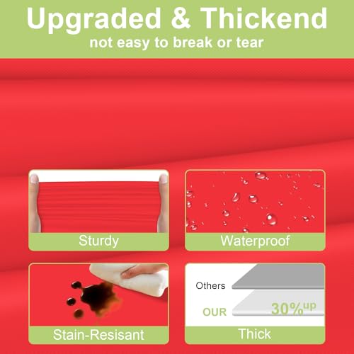 QIKSION Plastic Table Cloth Disposable 2 Pack, 54 x 108 Inch Tablecloths for Rectangle Tables, Red Plastic Table Cover - Image 3