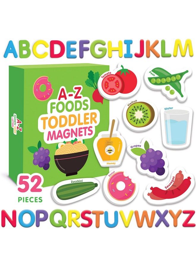 Curious Columbus Fridge Magnets For Toddlers Learning Magnets For Toddlers Set Of 52 Toddler Magnets 26 Big Foam Food Magnets + 26 Abc Alphabet Magnets Fun Refrigerator Magnets For Kids - Image 1