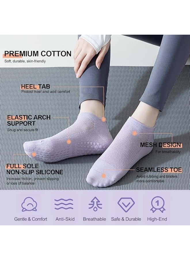 Anmi 4 Pairs Pilates Socks, Pilates Yoga Grip Socks, Women Non Slip Grip Socks Anti-slip Yoga Pilates Sock for Hospital, Dance, Barre, Barefoot Workout & Ballet - Image 5
